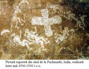 3.1.1.23 Pictură rupestră din situl de la Pachmarhi, India, realizată între anii 4500-3500 î.e.n.